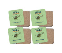 Thumbnail for Hughes OH-6A Cayuse design on light green 4 pieces set coaster