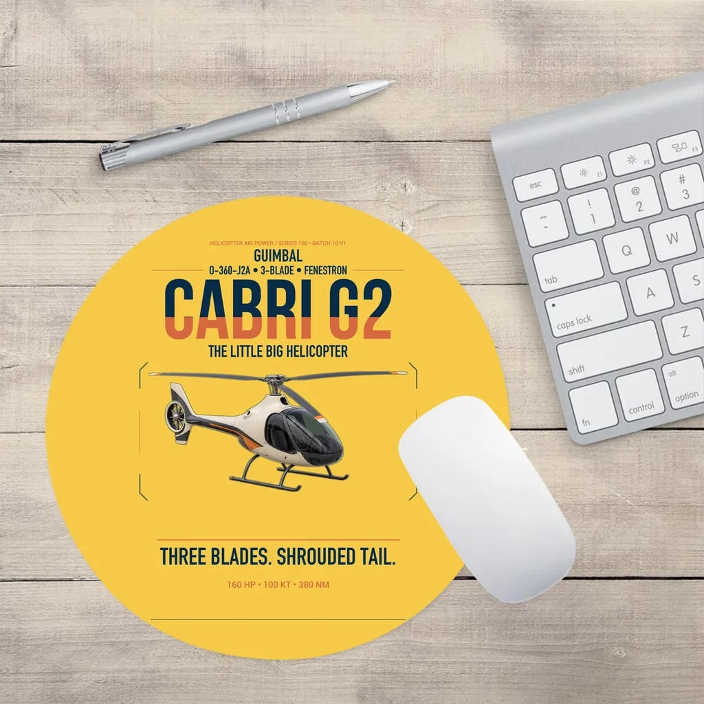 Guimbal Cabri G2 design on yellow round mouse pad