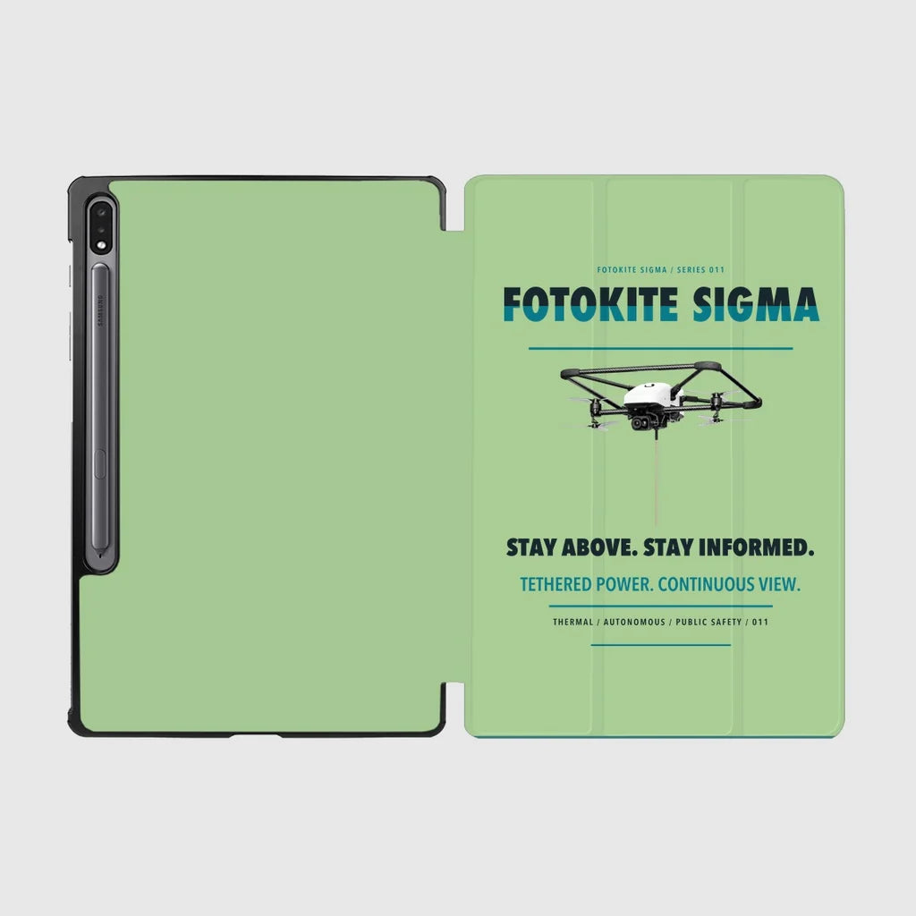 Fotokite Sigma design on light green samsung tablet tablet case