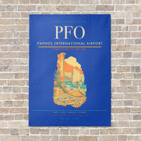 Thumbnail for Paphos International Airport PFO vertical canvas print - no frame - blue background