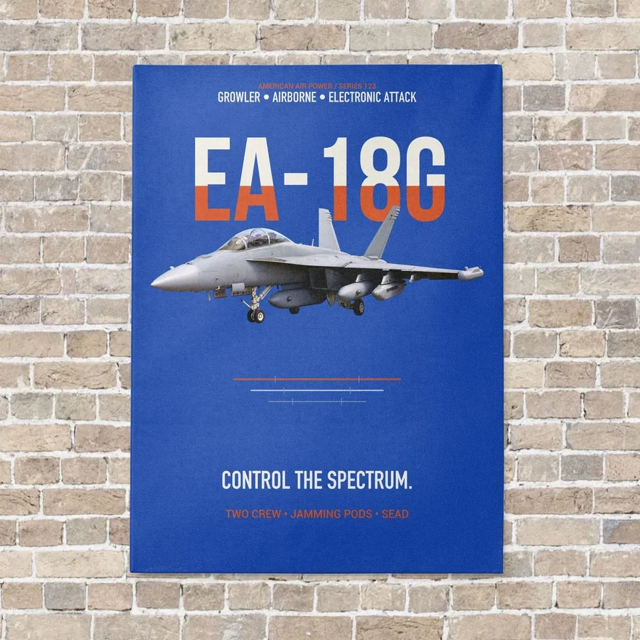 EA-18G Growler Control The Spectrum vertical canvas print - no frame - blue background