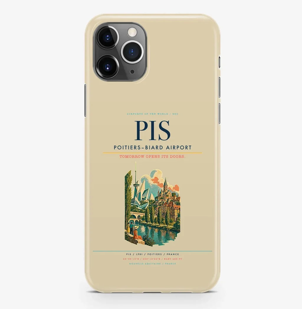 Poitiers Airport (PIS) design on beige iPhone 16 Pro MagSafe case