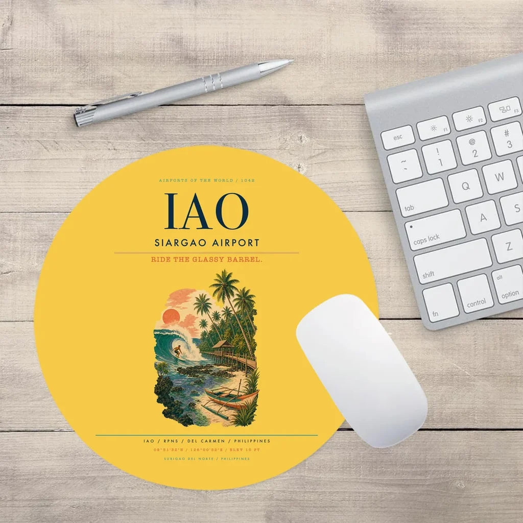 Siargao Airport (IAO) design on yellow round mouse pad