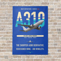 Thumbnail for Airbus A310-300 vertical canvas print - no frame - blue background