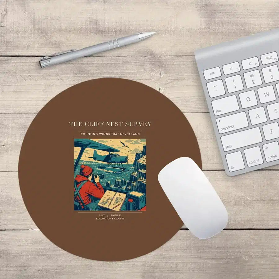 VINTAGE G4363 - The Cliff Nest Survey - Designed Mouse Pads design on brown round