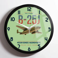 Thumbnail for B-25J Mitchell design on light green framed wall clock