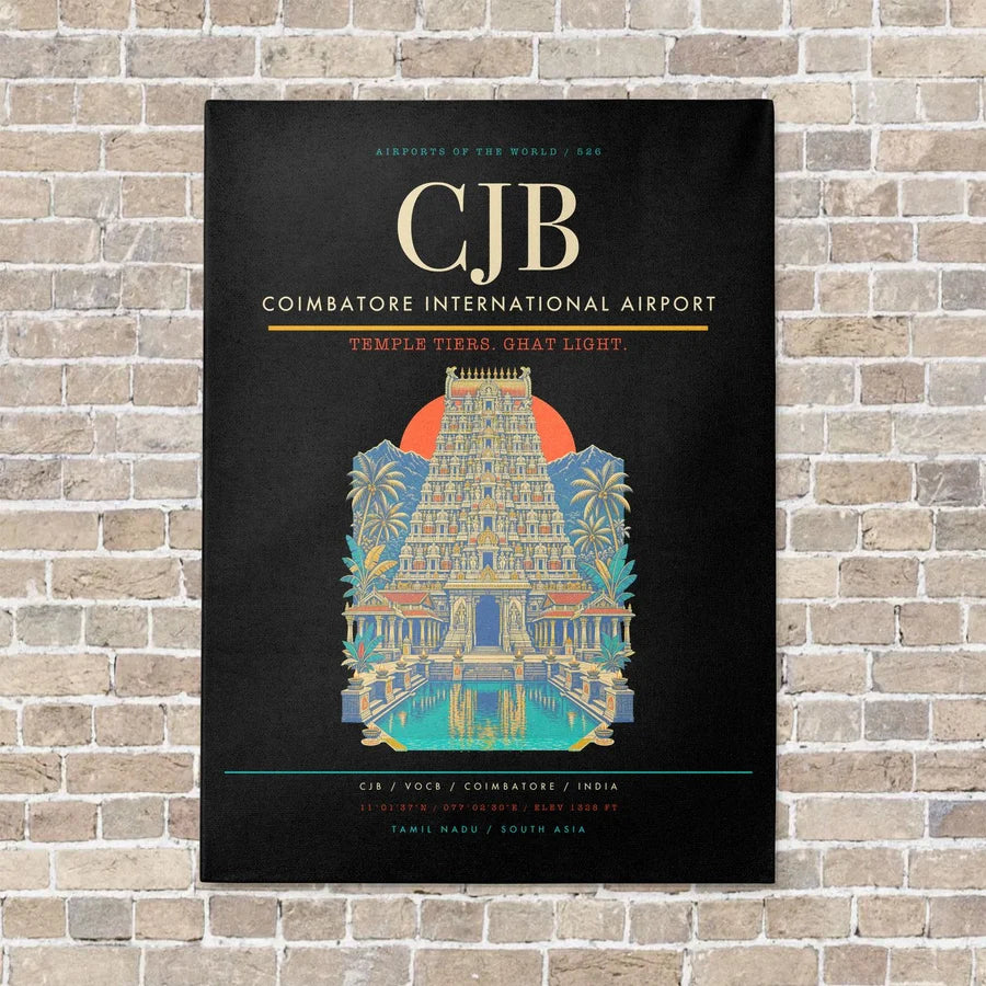 Coimbatore International Airport CJB - Canvas No Frame - Black