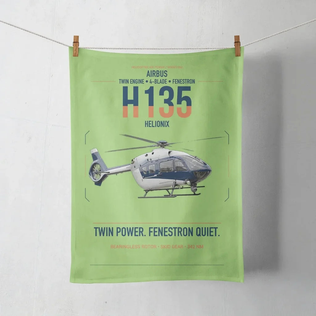 Airbus H135 design on light green towel