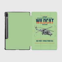 Thumbnail for Leonardo AW159 Wildcat HMA2 design on light green samsung tablet tablet case