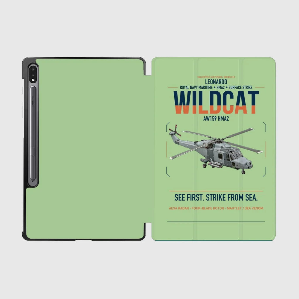 Leonardo AW159 Wildcat HMA2 design on light green samsung tablet tablet case