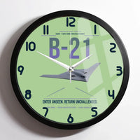 Thumbnail for B-21 Raider design on light green framed wall clock