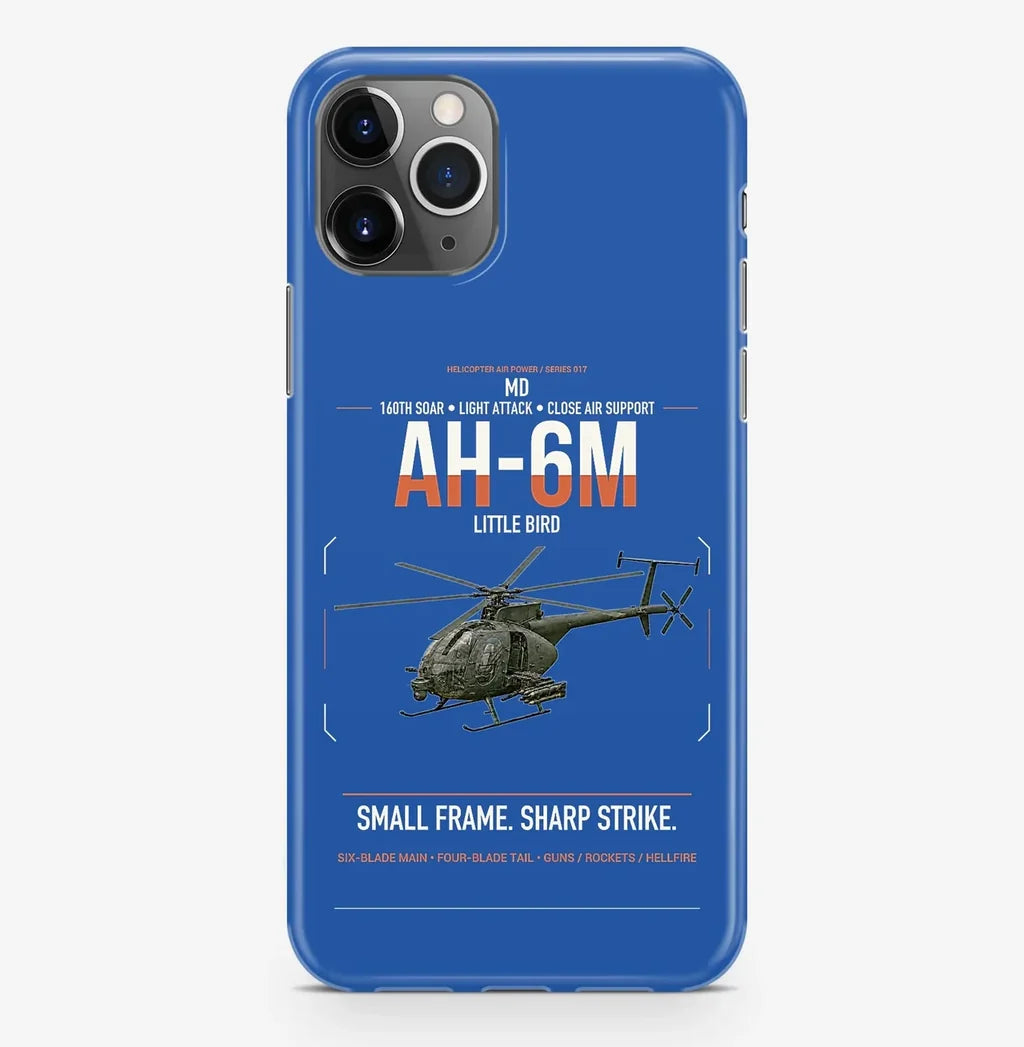 MD AH-6M Little Bird design on blue magsafe iphone case, for iPhone Pro Max