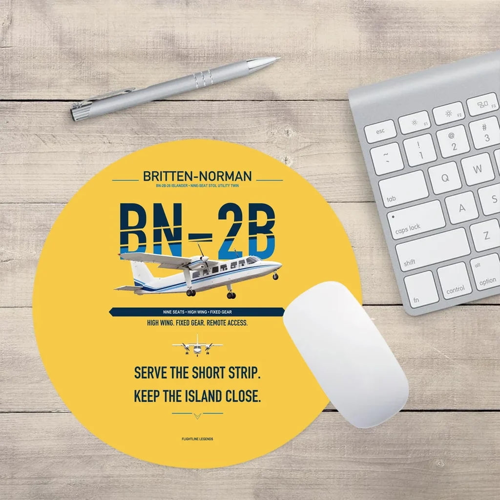 Britten-Norman BN-2B-26 Islander design on yellow round mouse pad