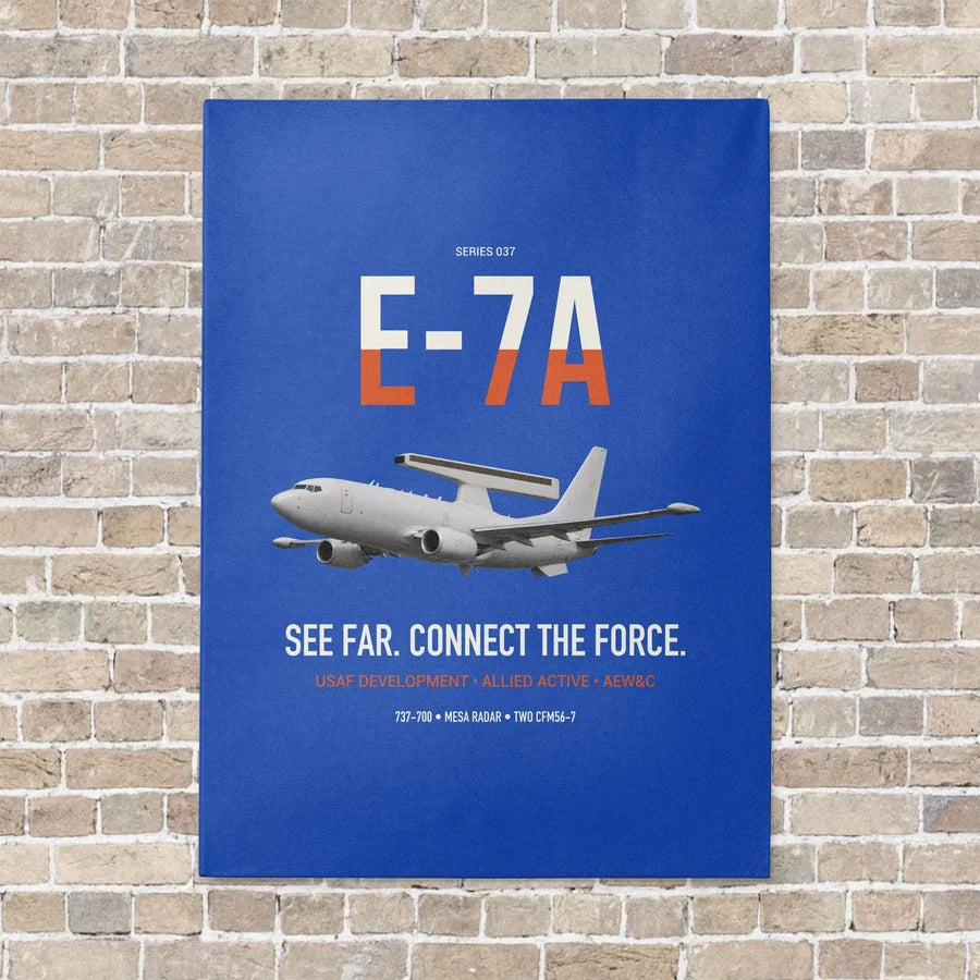 E-7A Wedgetail vertical canvas print - no frame - blue background