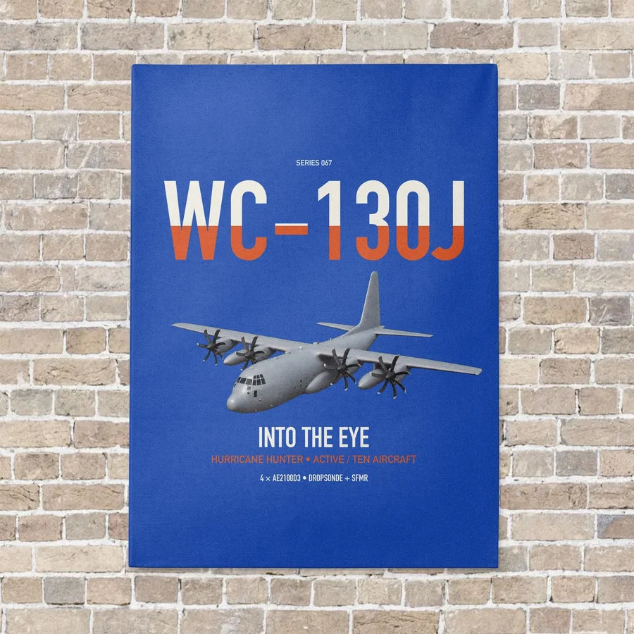 WC-130J Hurricane Hunter vertical canvas print - no frame - blue background