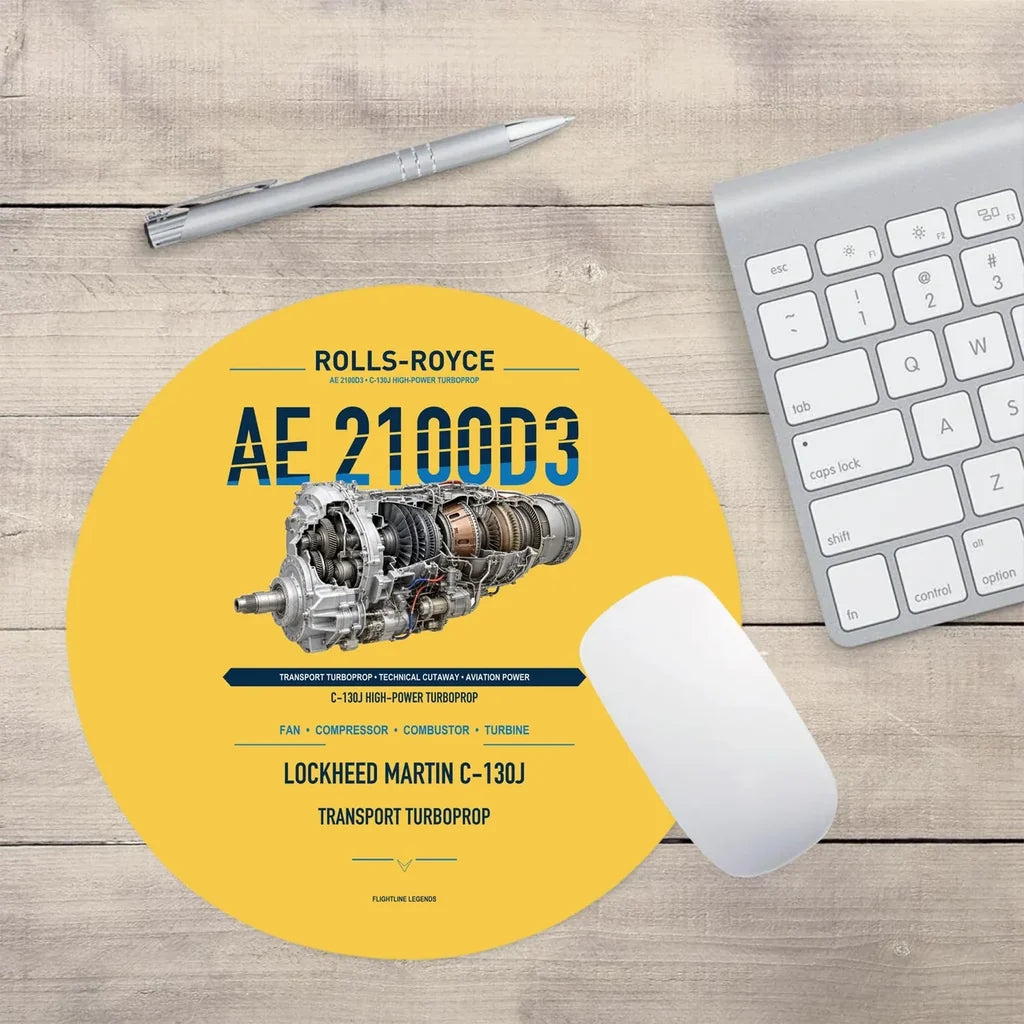 AE 2100D3 design on yellow round mouse pad