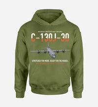 Thumbnail for C-130J-30 Super Hercules design on green army double-side hoodie, single-side print