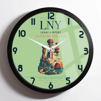 Thumbnail for Lanai Airport (LNY) design on light green framed wall clock