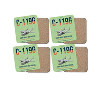 Thumbnail for C-119G Flying Boxcar design on light green 4 pieces set coaster