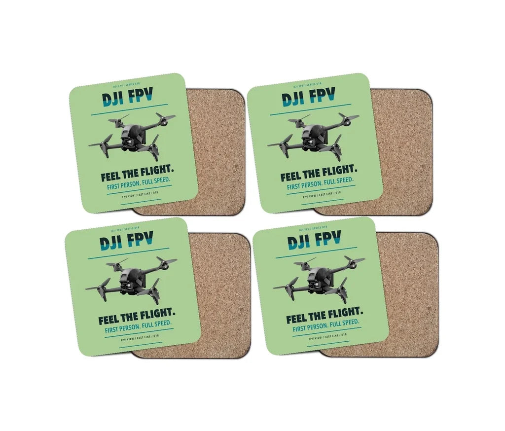 DJI FPV design on light green 4 pieces set coaster
