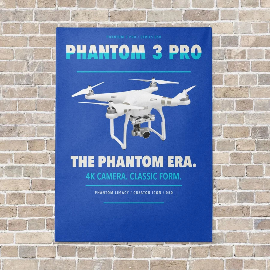 DJI Phantom 3 Professional vertical canvas print - no frame - blue background