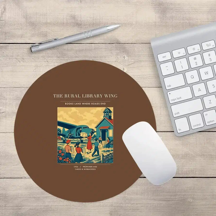 VINTAGE G4392 - The Rural Library Wing - Designed Mouse Pads design on brown round
