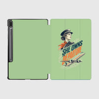 Thumbnail for She Owns The Departure design on light green samsung tablet tablet case