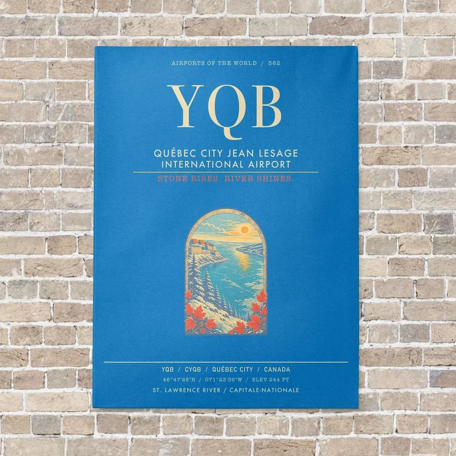 Quebec City Jean Lesage International Airport YQB - Canvas Framed - Turquoise