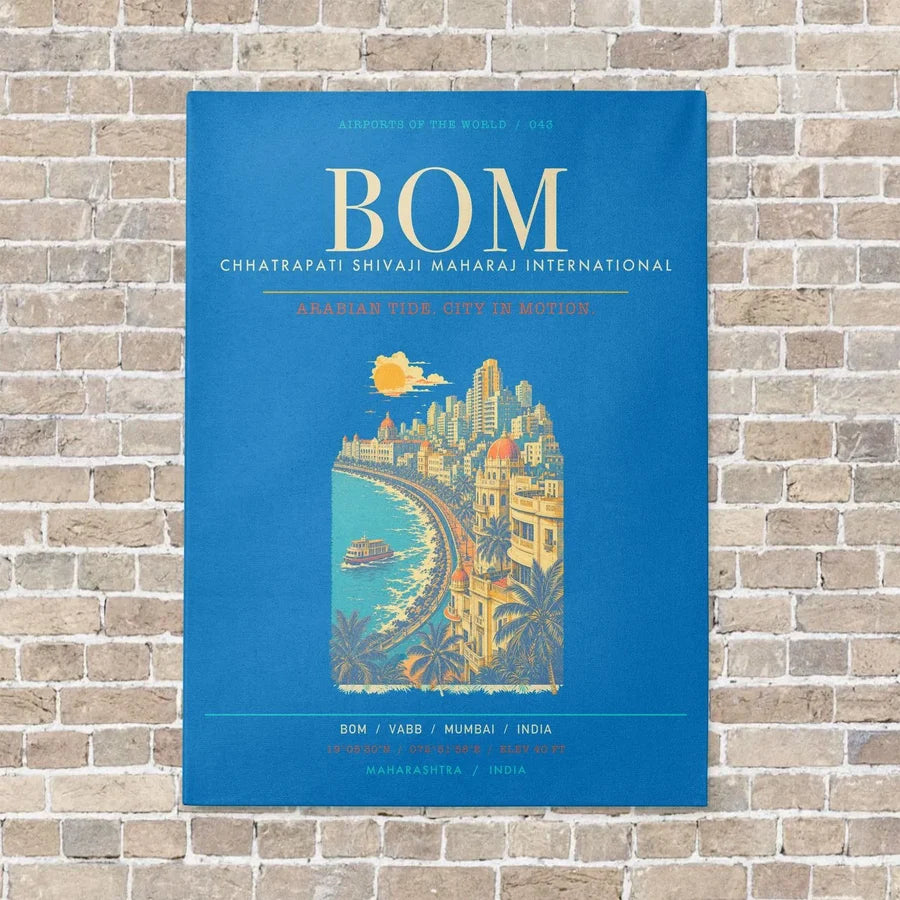 Chhatrapati Shivaji Maharaj International Airport Mumbai BOM - Canvas Framed - Turquoise