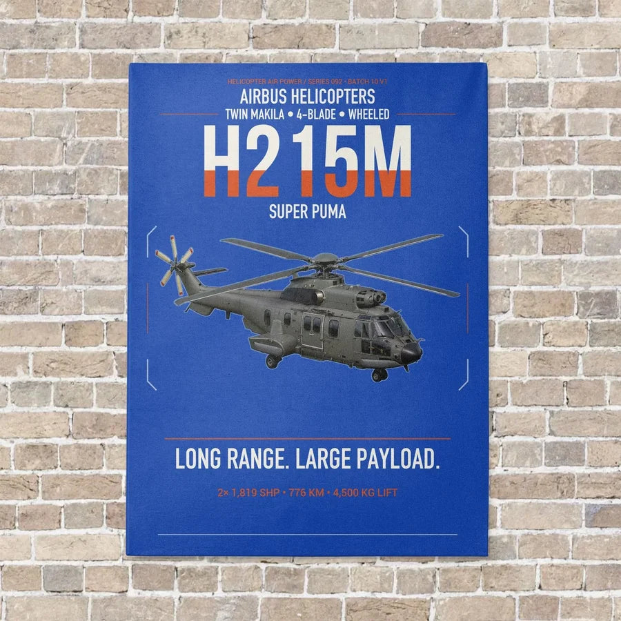 Airbus H215M vertical canvas print - no frame - blue background