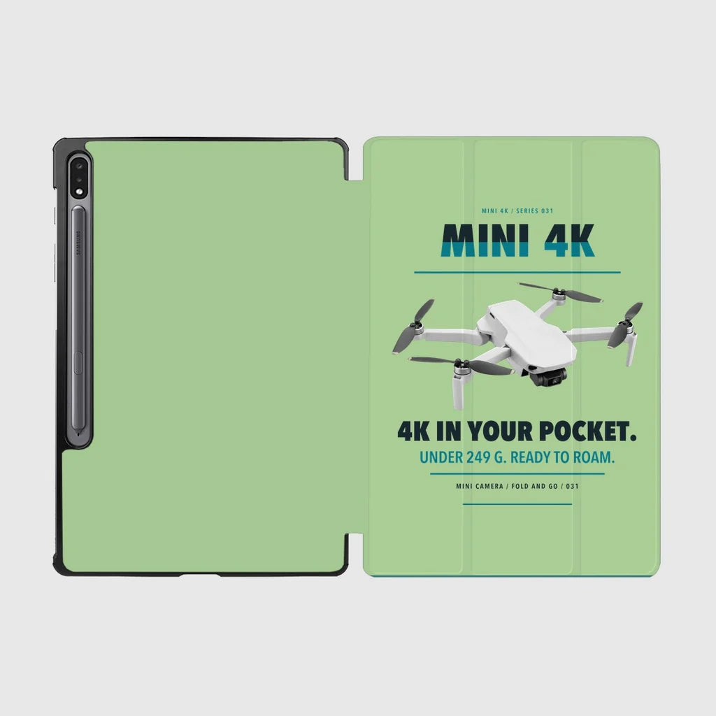 DJI Mini 4K design on light green samsung tablet tablet case