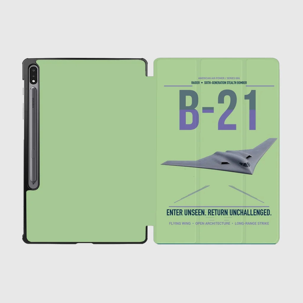 B-21 Raider design on light green samsung tablet tablet case