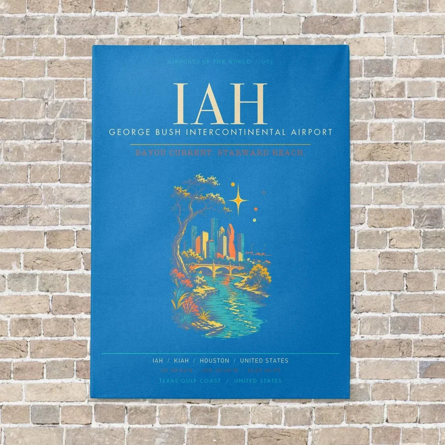 Houston George Bush Intercontinental Airport IAH - Canvas Framed - Turquoise
