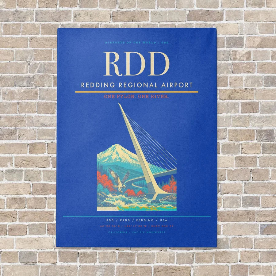 Redding Regional Airport RDD vertical canvas print - no frame - blue background