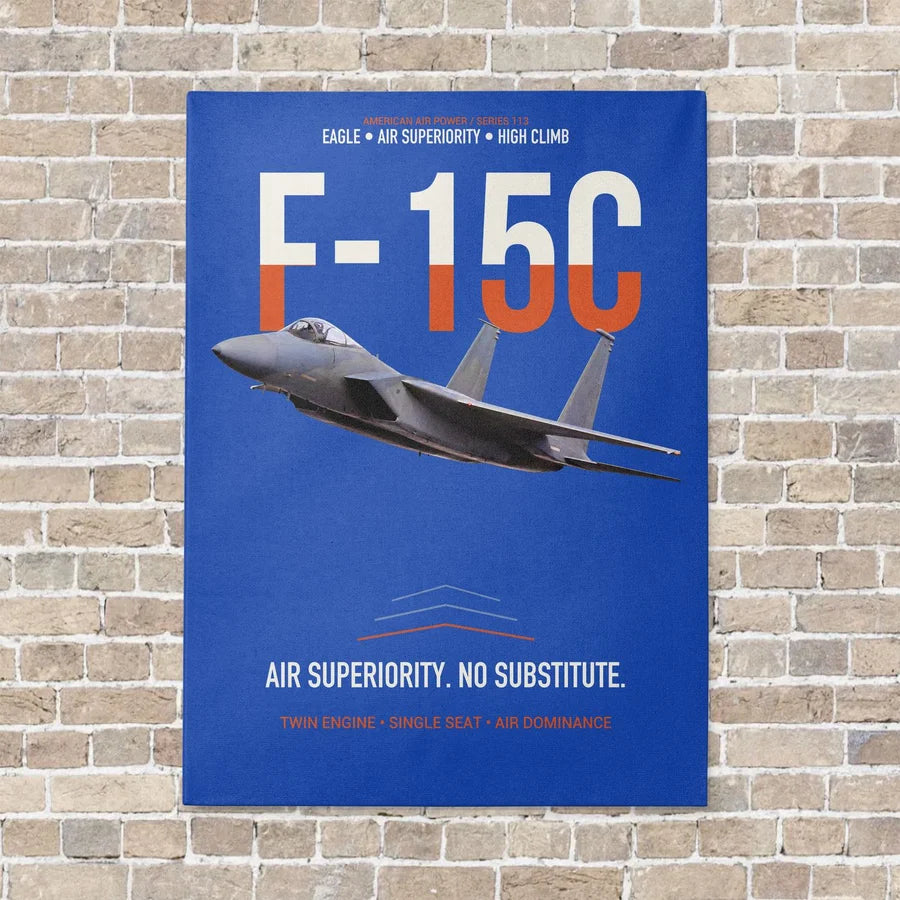 F-15C Eagle Air Superiority No Substitute vertical canvas print - no frame - blue background