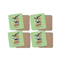 Thumbnail for Door Open Fear Gone design on light green 4 pieces set coaster