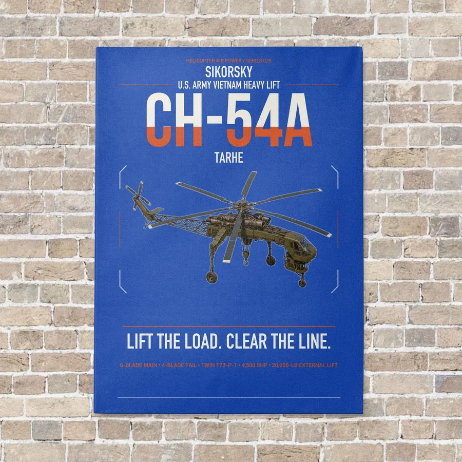 Sikorsky CH-54A Tarhe vertical canvas print - no frame - blue background