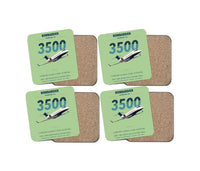 Thumbnail for Bombardier Challenger 3500 design on light green 4 pieces set coaster