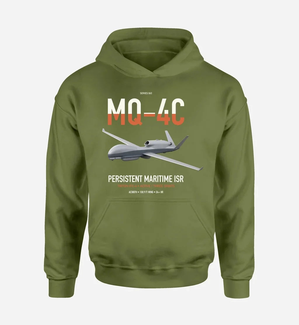 MQ-4C Triton IFC-4 design on green army double-side hoodie, single-side print