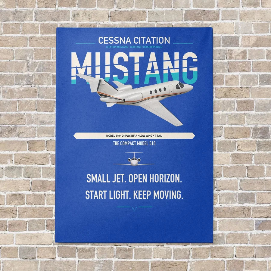Cessna Citation Mustang vertical canvas print - no frame - blue background