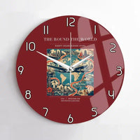 Thumbnail for VINTAGE G4100 - The Round The World - Designed Wall Clocks design on darkred no-frame