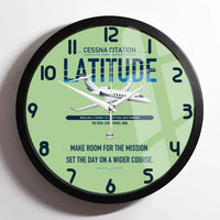 Thumbnail for Cessna Citation Latitude design on light green framed wall clock