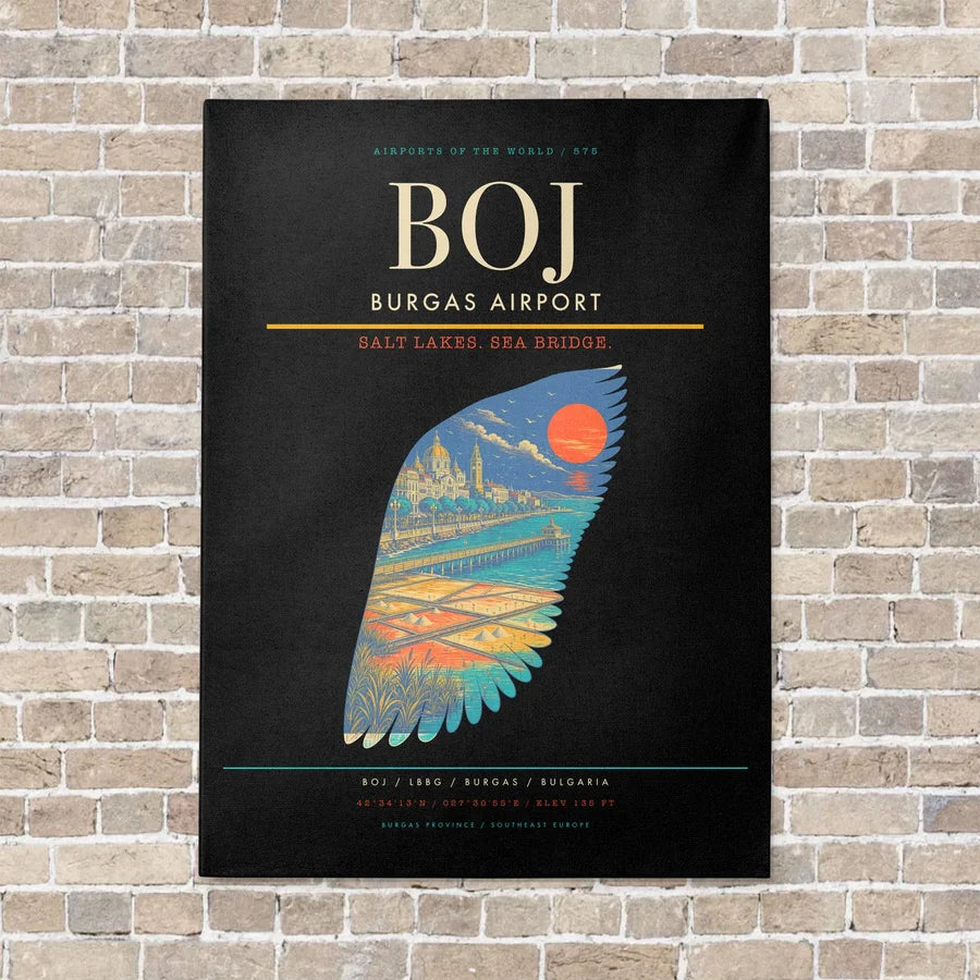 Burgas Airport BOJ - Canvas No Frame - Black