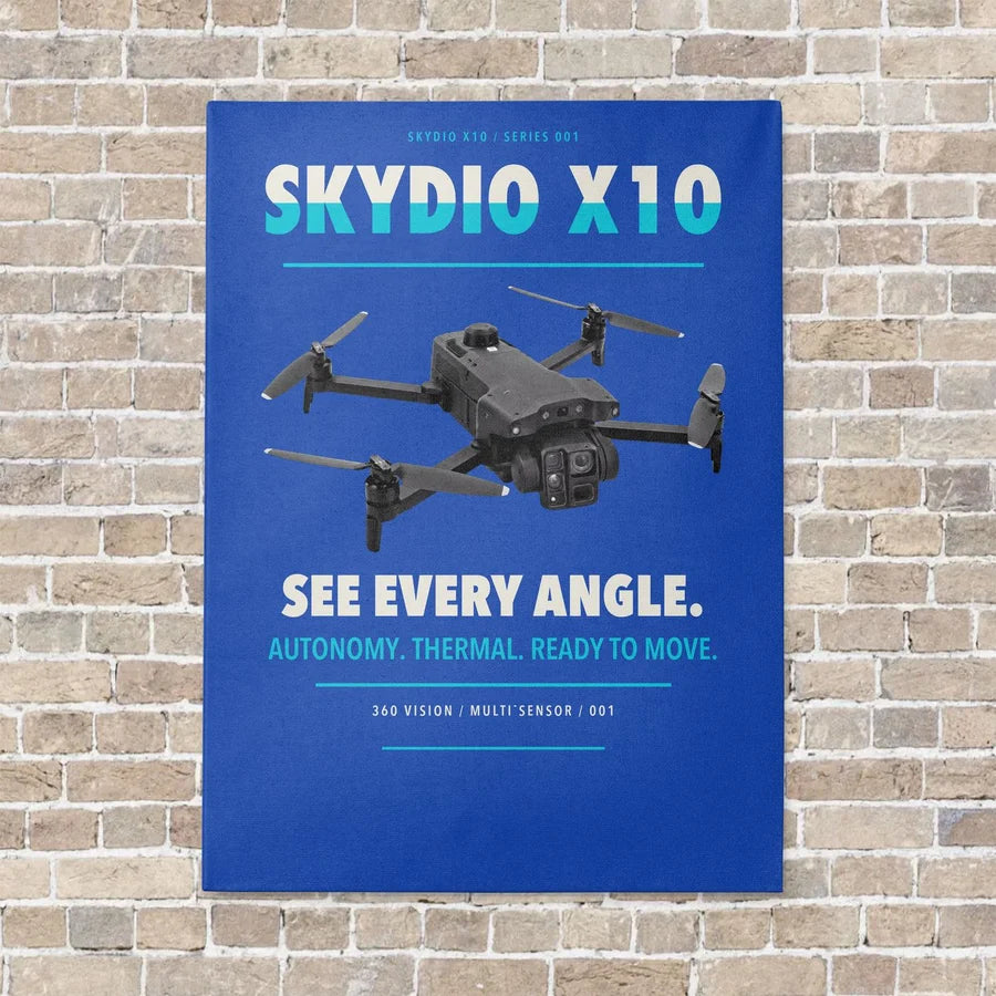Skydio X10 vertical canvas print - no frame - blue background