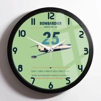 Thumbnail for Bombardier Learjet 25 design on light green framed wall clock