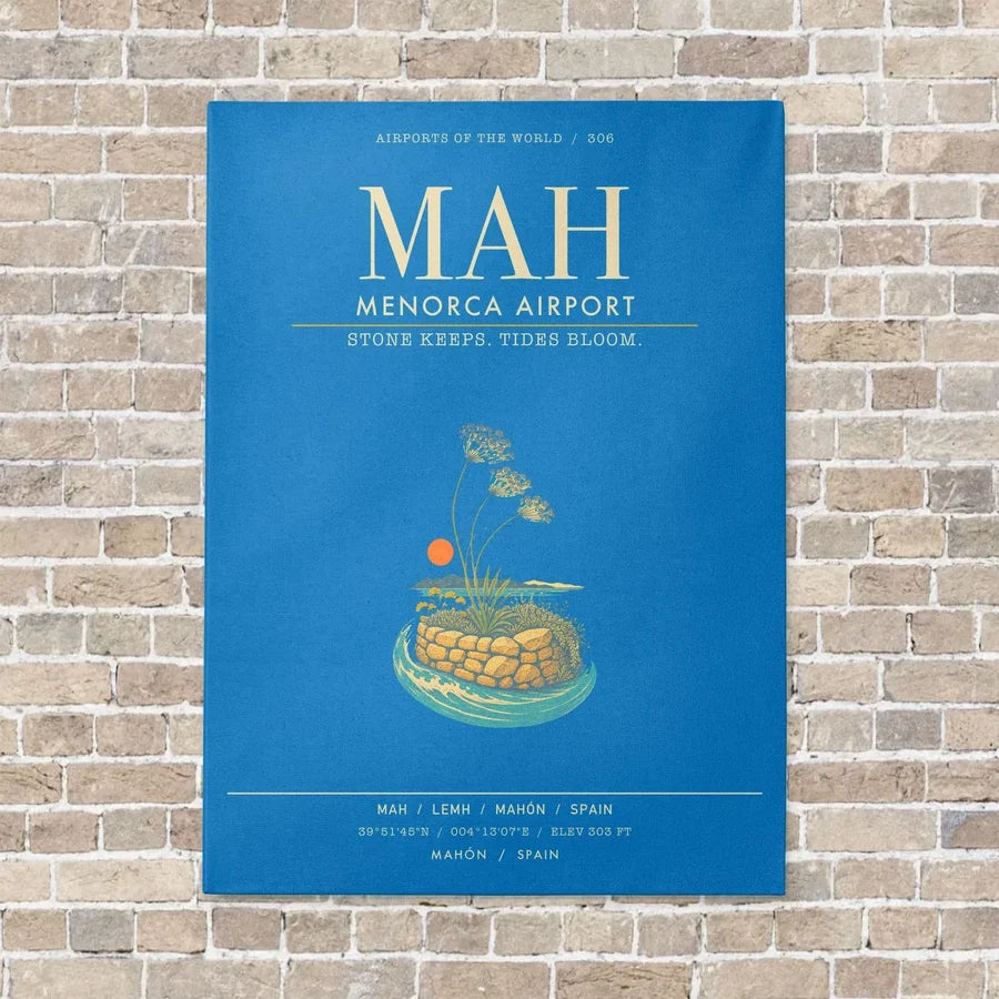 Menorca Airport MAH - Canvas Framed - Turquoise