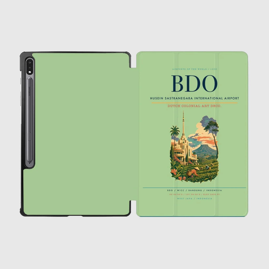 Husein Sastranegara International Airport (BDO) design on light green samsung tablet tablet case