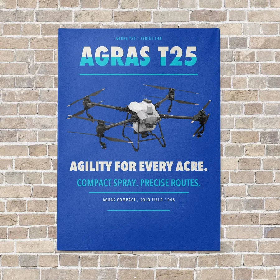 DJI Agras T25 vertical canvas print - no frame - blue background