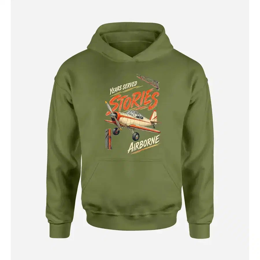 SIGNAL 582 - Years Served Stories Airborne design on green army hoodie single side