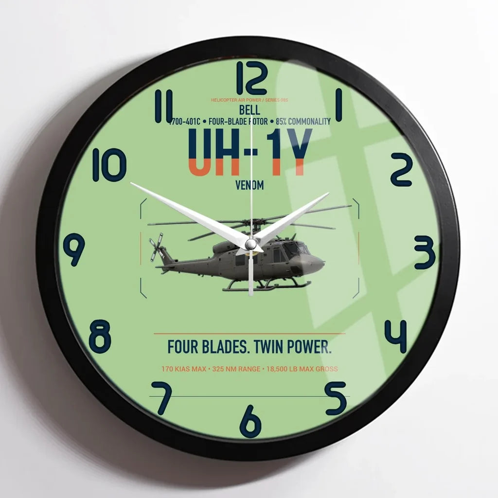Bell UH-1Y Venom design on light green framed wall clock